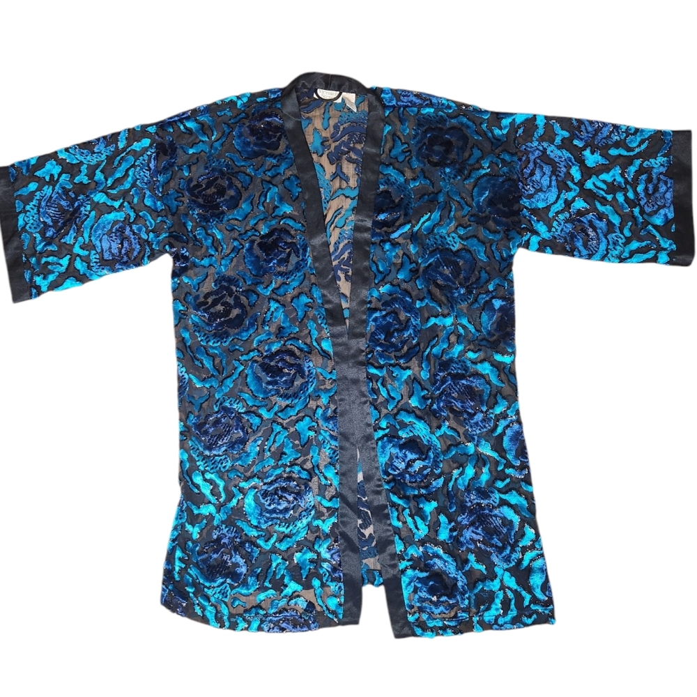 Vintage 90s Victoria's Secret Gold Label Burnout Velvet Kimono Robe Whimsigoth - Picture 6 of 13